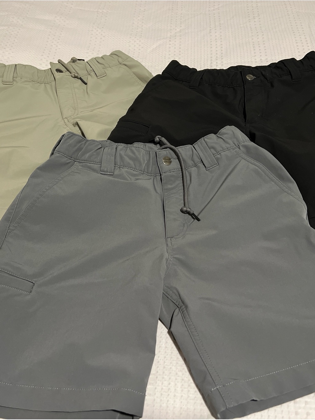 Men's Stretch Drawstring Shorts - Gray, Black & Tan